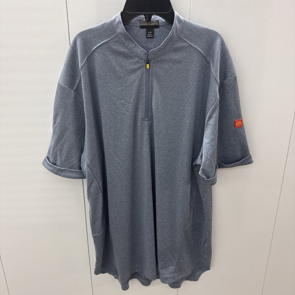 McDonalds Shirt Mens Large Regular Blue Gray 1/4 Zip Mcds Employee Workwear